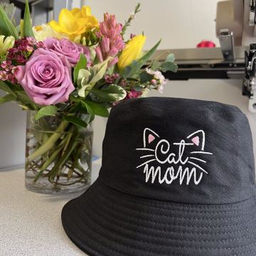 Embroidered Cat Mom bucket hat