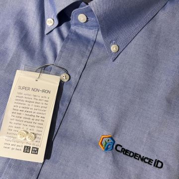 Credence ID logo on a dress shirt