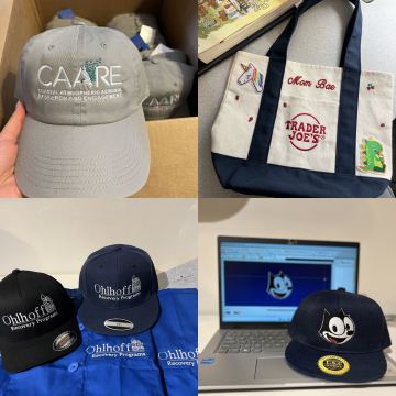 Caps and tote bags for local clients