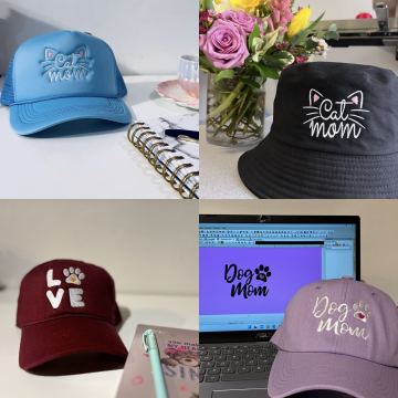 Cat Mom and Dog Mom caps